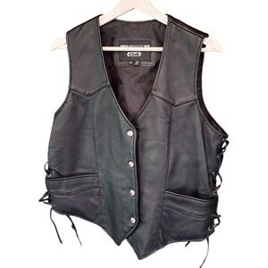 Bikers club men’s black leather lace vest